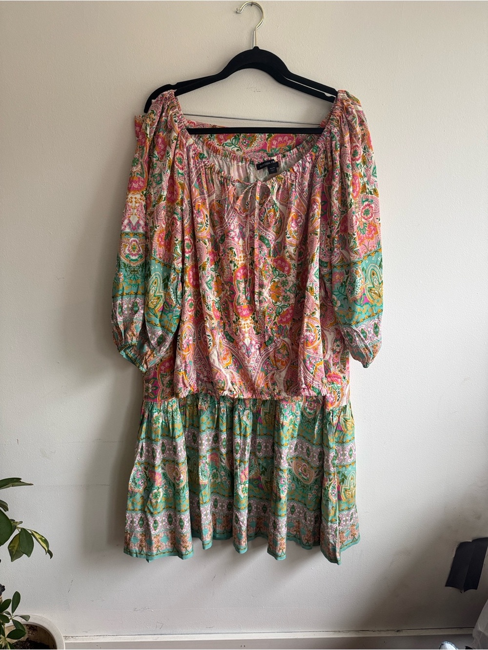 Boston Proper Boho Paisley Peasant Top & Tiered Skirt Set XL - Picture 3 of 11